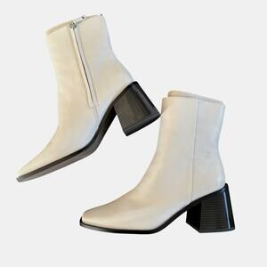 Sam Edelman Womens 11 White Heeled Boot Square Western Boho Leather